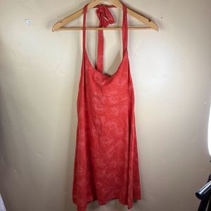 Patagonia Vintage Medium Womens Margot Halter Dress‎ Athletic Orange Red Floral